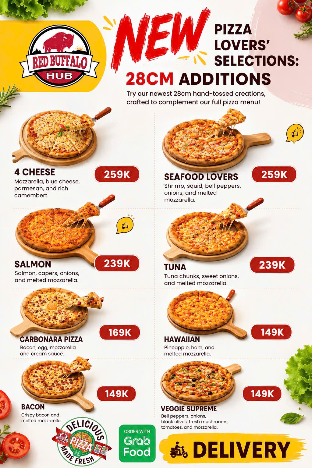 New Red Buffalo Hub pizza selections